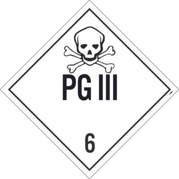 Nmc Pg Iii 6 Dot Placard Sign, Pk50, Material: Pressure Sensitive Removable Vinyl .0045 DL127PR50